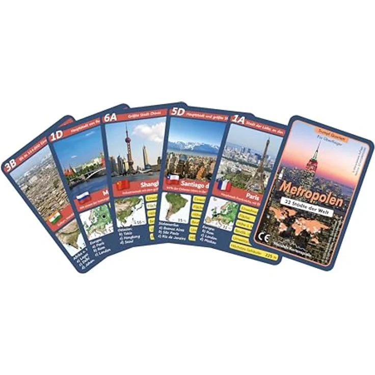 Wendels Kartenspiele 5er-Set: Berge Flüsse Städte und Länder Trumpf Quartett Spiele | Kleine Geschenke für Kinder & Familie – Bild 6