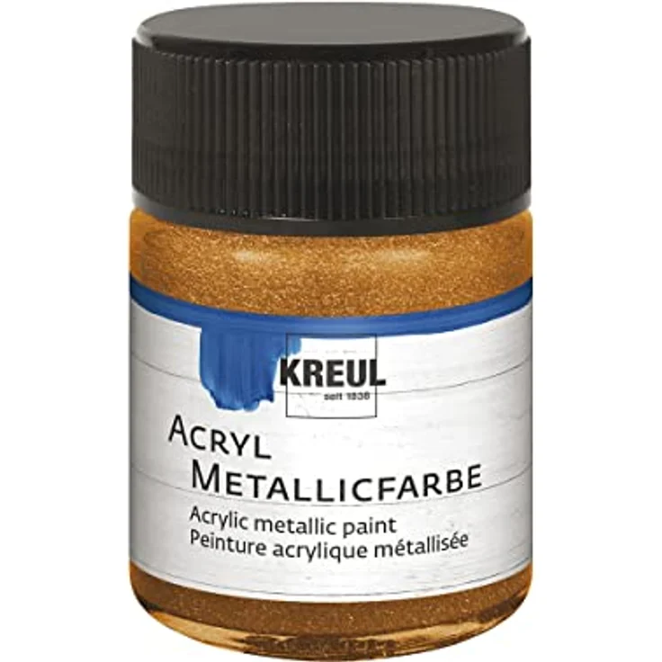 KREUL Acrylfarbe goldbronze 50,0 ml, metallisch-glamouröse, wasserfeste und deckende Malfarbe – Bild 1