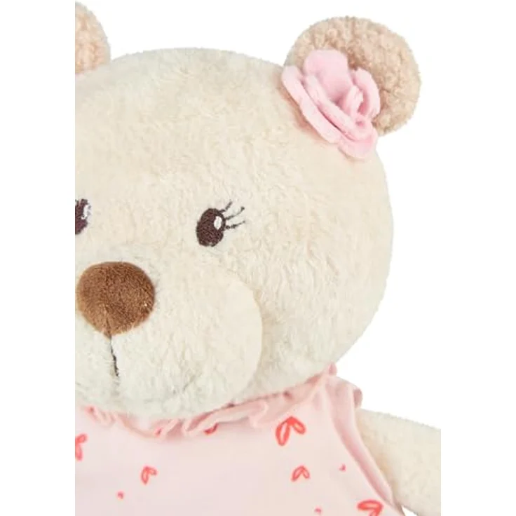 Sterntaler Kuscheltier L BÄR Betty, weich wattierter Stoffbär mit bedrucktem Kleid und 3D Blume am Ohr – Bild 5