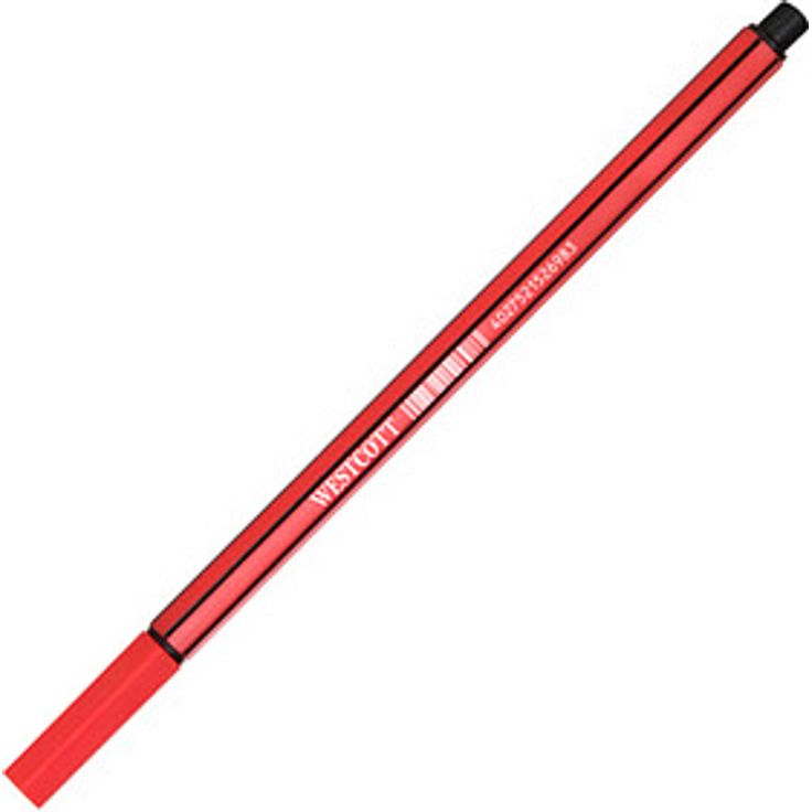 WESTCOTT STORYLINER Fineliner rot 0,4 mm, präziser Filzstift mit sechseckiger Griffzone und wasserbasierter Tinte