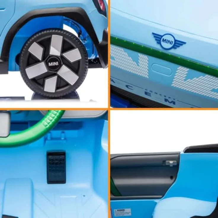 Vrooomy MINI Aceman 12V Elektroauto für Kinder mit Fernbedienung, Sicherheitsgurten und Bluetooth, Blau, 1 bis 5 Jahre – Bild 9