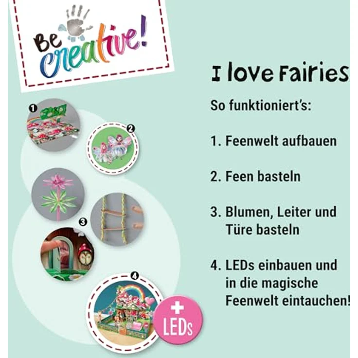 Ravensburger BeCreative Bastelset Feenwelt, DIY Bastelset mit LED Lichterkette für Kinder ab 6 Jahren, Made in Europe – Bild 4