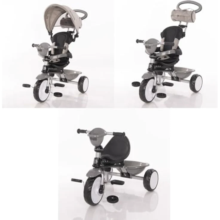 Lorelli Tricycle One 3 in 1, Dreirad mit EVA-Reifen, Schiebestange, Anti-Rutsch Pedalen und faltbarem Sonnendach, Farbe: dunkelblau – Bild 4