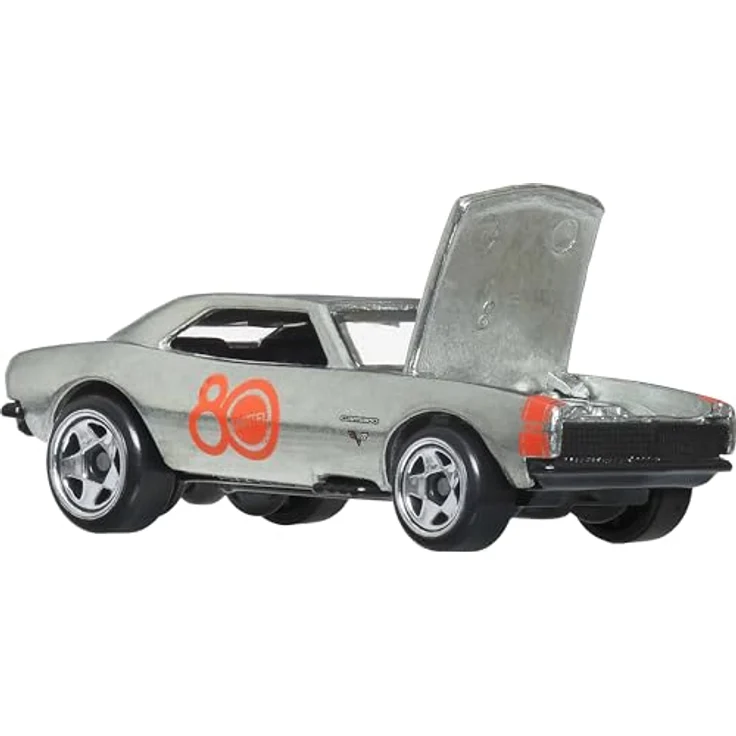 Hot Wheels Silber-Serie, 80. Jubiläum Spielzeug-Auto Set (7-tlg), Maßstab 1:64, ZAMAC-Lackierung mit roten Details – Bild 6