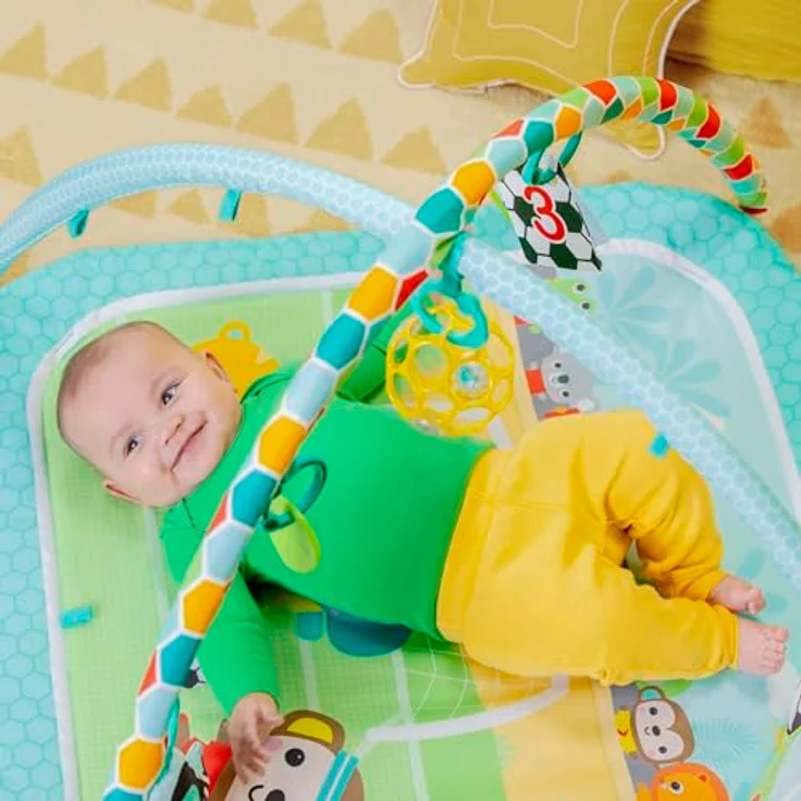 Bright Starts Grip & Kick Activity Gym, Spielbogen mit Licht- und Soundeffekt, abwaschbare Matte, 30 Melodien, für Neugeborene – Bild 15