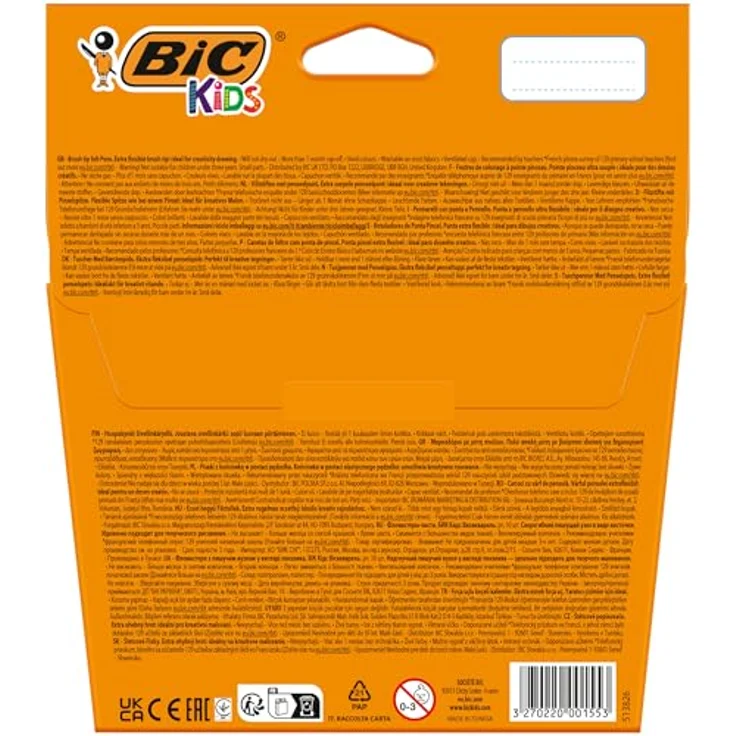 BIC Filzstift Fasermaler mit Pinselspitze, 10 leuchtende Farben für Kids, Visaquarelle – Bild 3