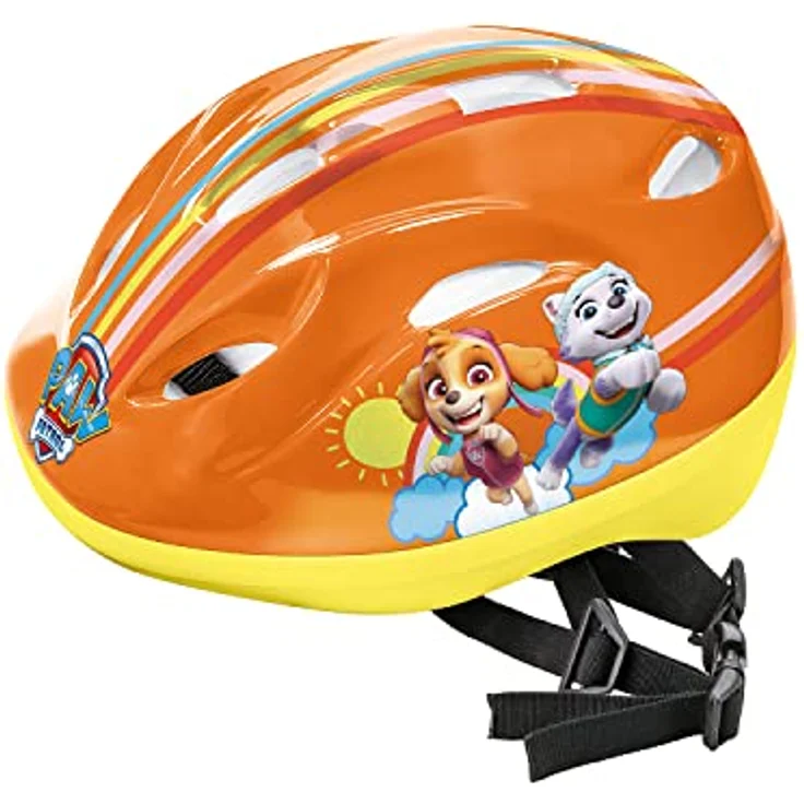 Mondo Toys Kinder Fahrradhelm Design Paw Patrol - 28327, Orange-Gelb, mit 8 Lufteinlässen und elastischen Bügeln – Bild 2
