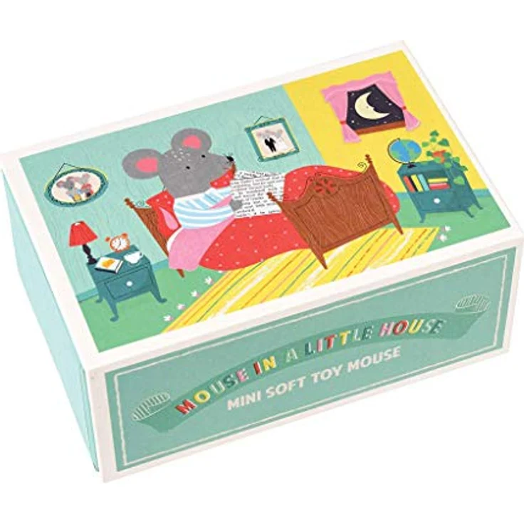 Rex London Plüschtier Maus "Mouse in a Little House": Kuscheltier-Set für Kleinkinder mit rotem Schlafsack und blauem Schlafhaus – Bild 4