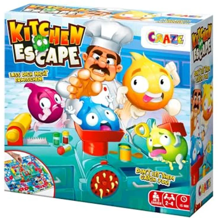 Craze Kitchen Escape, Brettspiel mit Gemüsefiguren aus Knete und Fallen auf dem Spielbrett – Bild 6