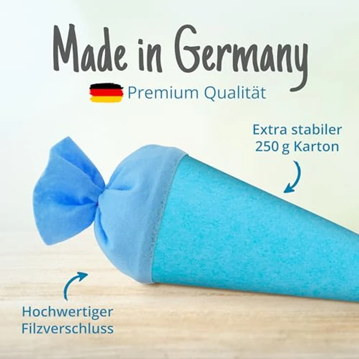 itenga Bastelschultüte Geschwister 35cm, Schultütenrohling mit Filzverschluss, hellblau/pazifikblau – Bild 3