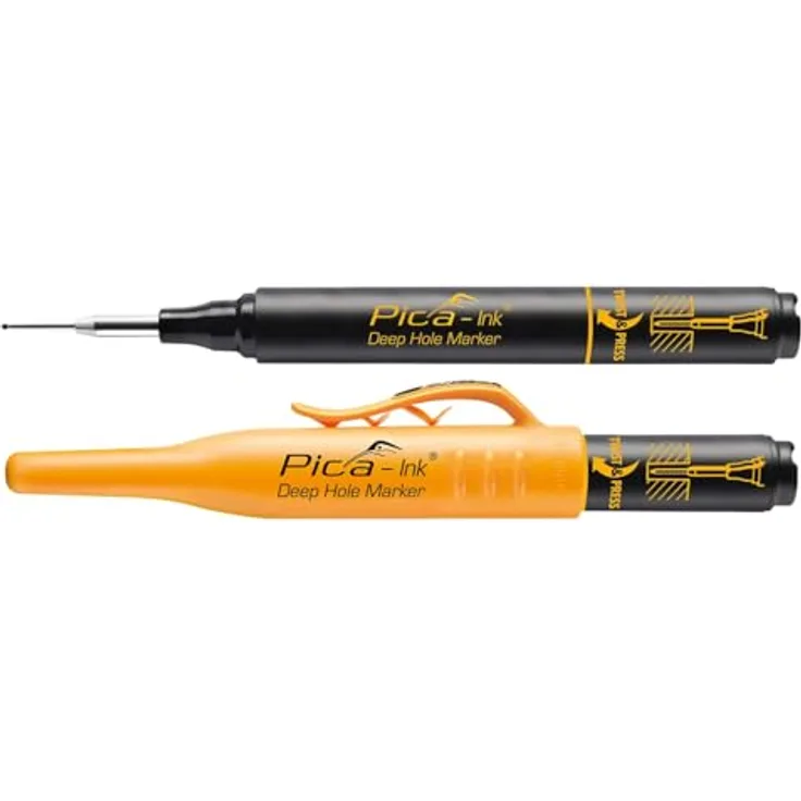 Pica PICA Ink Tieflochmarker 150/46/SB, schwarzer Filzstift mit selbstnachstellender Edelstahl-Teleskopspitze und permanenter Tinte