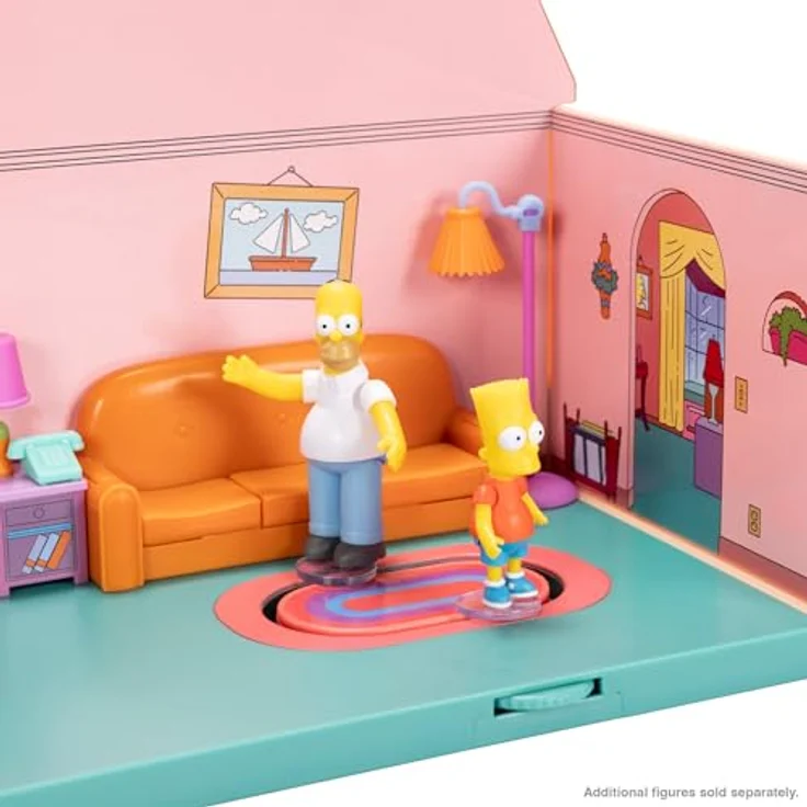 Jakks Pacific Simpsons Minifiguren Spielset Wohnzimmer, Diorama mit Zubehörteilen und ikonischem Design – Bild 4