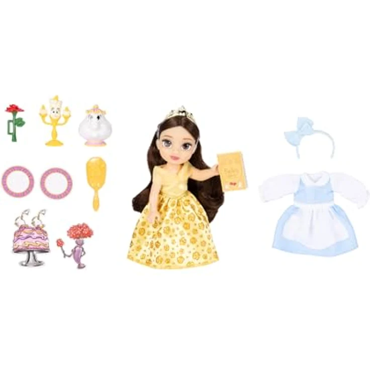 Jakks Pacific Disney Princess Bella Geschenkset, 15 cm Puppe mit Zubehör, gelb, One Size – Bild 3
