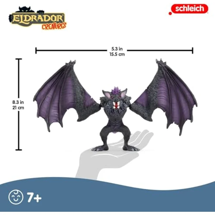 Schleich Schattenfledermaus - Eldrador Creatures, bedrohliches Geschöpf mit schwarzem, struppigem Fell, 21 x 15,5 x 13,5 cm – Bild 3