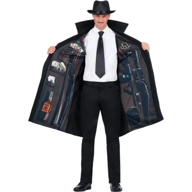 MY OTHER ME FUN COMPANY, S.L. Kostüm Mafioso, Einheitsgröße für Erwachsene, inkl. Mantel und Hut