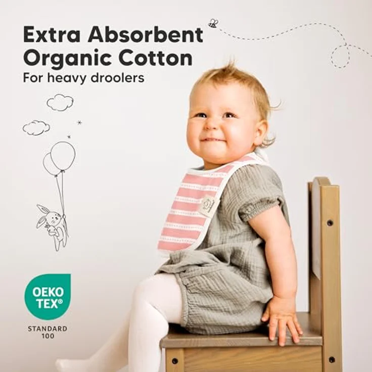 KeaBabies 8-Pack Bio Lätzchen Baby für Jungen und Mädchen, weiche Baumwolle, saugfähig, leicht zu reinigen, verstellbare Druckknöpfe, 0-24 Monate (Sweet Charm) – Bild 5