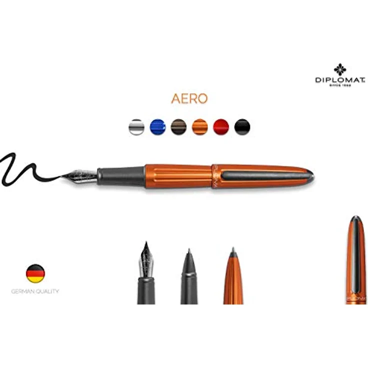 DIPLOMAT Füllhalter Aero orange, Edelstahlfeder, MADE IN GERMANY, Tintenkonverter inklusive – Bild 3