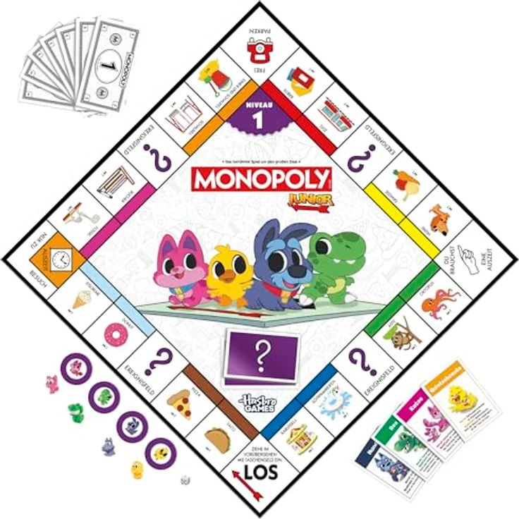 Monopoly Monopoly Junior Brettspiel (2026 Edition) | 2 Spiele in 1 mit doppelseitigem Spielplan für 4-6 Jahre, 2-4 Spieler, fördert Zählen und Lesen – Bild 3