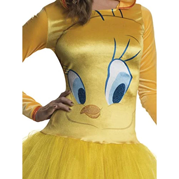Rubies Tweety Hoodie Dress, langärmliges Kapuzenkleid mit Petticoat und Legwarmern, gelb – Bild 3