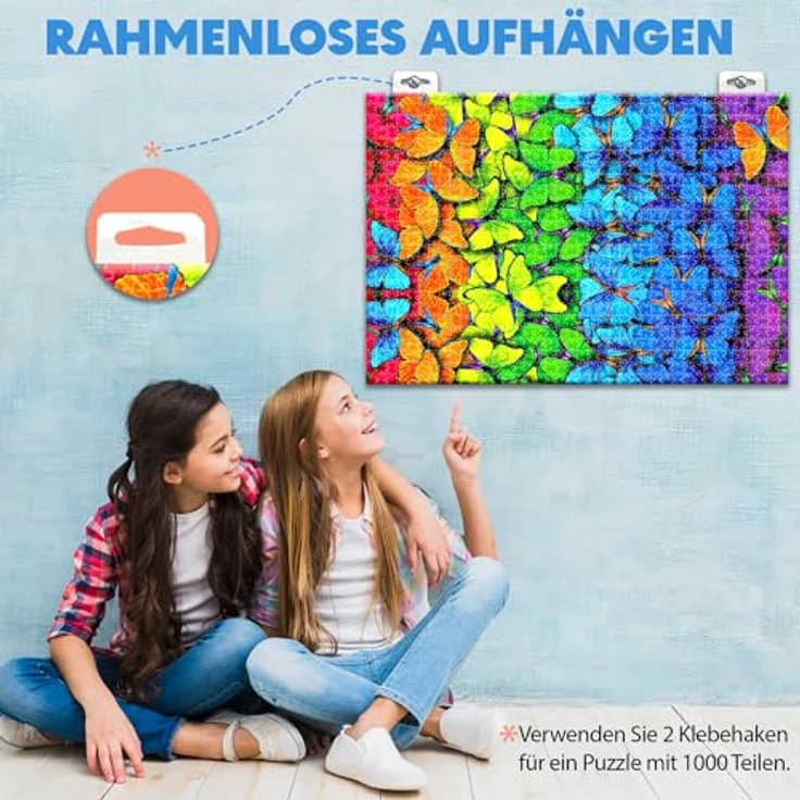 LUDOBREAK Puzzlekleber für 1000 und 2000 Teile, rahmenloses Aufhängen mit Tutorial-Video auf Deutsch, ungiftige Klebefolie für Kinder und Erwachsene – Bild 4