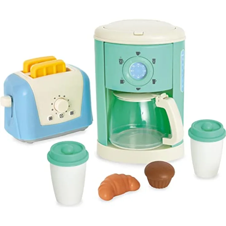 Casdon Frühstücksset zum Mitnehmen, Spielzeug-Kaffeemaschine & Toaster für Kinder ab 3 Jahren, inklusive Pop-Up-Toast!