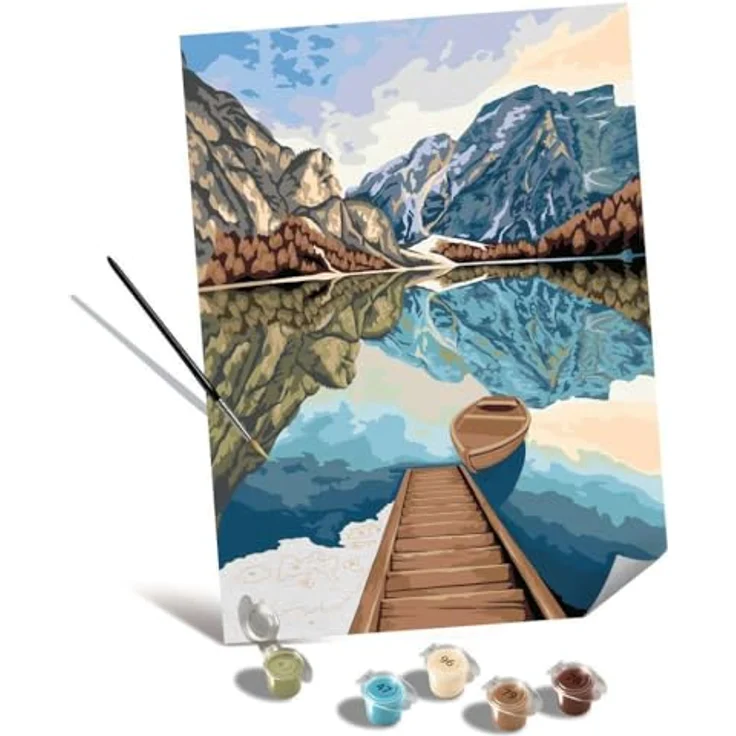 Ravensburger Malen nach Zahlen CREART CANVAS Leinwand Seeblick 23909, Malvorlagen-Set für Erwachsene ab 12 Jahren, Farbenfrohes Santorini Motiv – Bild 5
