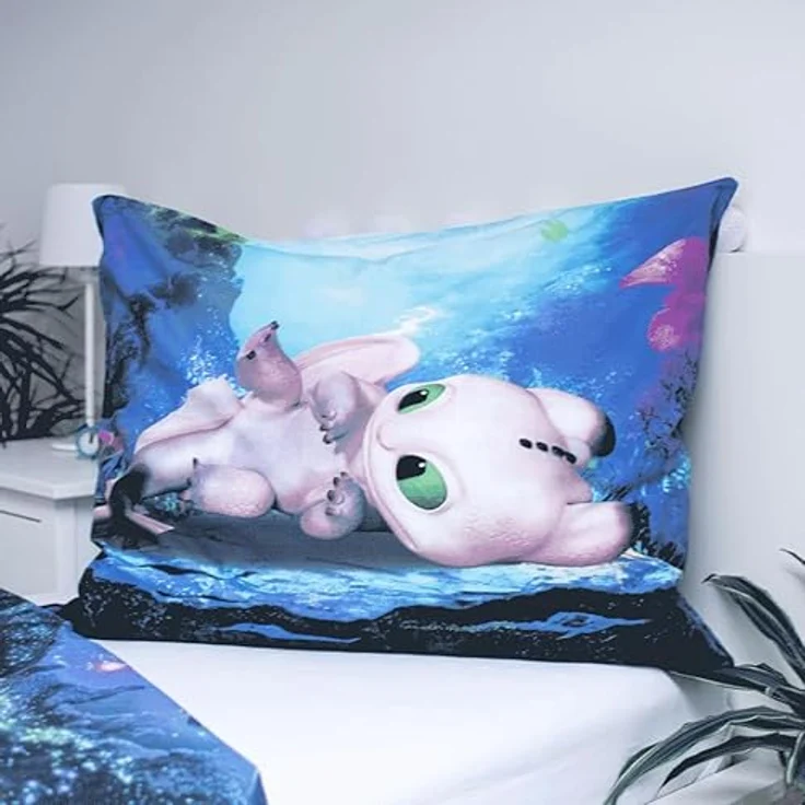 How to train your dragon Bettbezug für Einzelbett, Baumwolle, europäische Größe, offizielles Dreamworks Produkt, wendbar - 2 Modelle in 1, blau – Bild 4