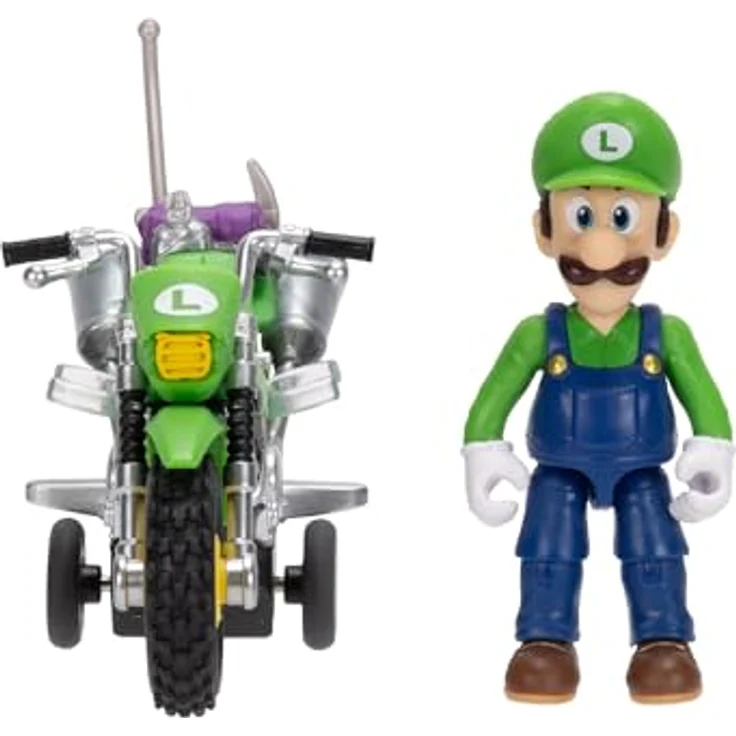 THE SUPER MARIO BROS. MOVIE Super Mario Galaxy – 6 cm Luigi Figur mit Rückziehmotorrad, 9 Gelenkpunkten, ab 3 Jahren – Bild 2