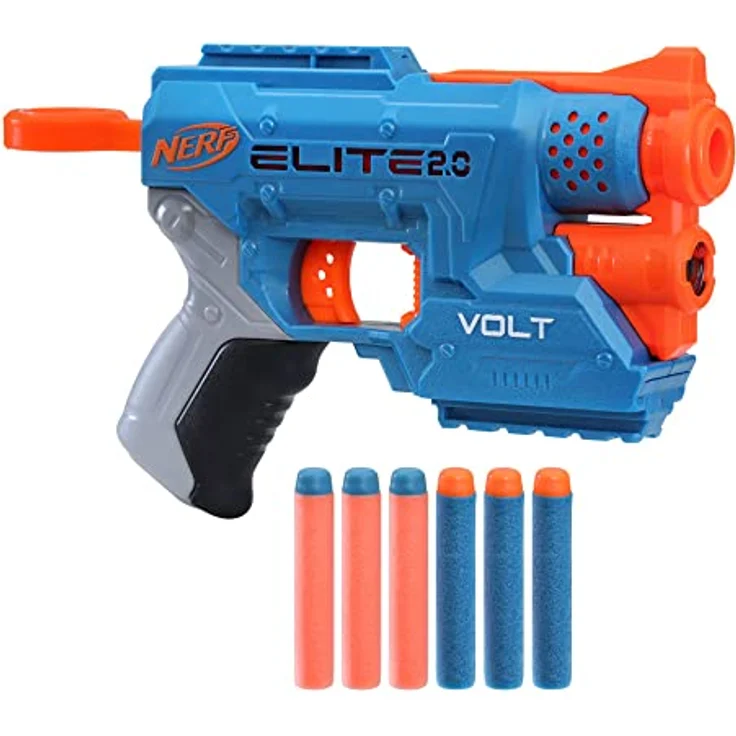 NERF Elite 2. 0 Volt SD-1 Blaster – 6 NERF Darts, Ziel-Lichtstrahl, 2-Dart Aufbewahrung, 2 Tactical Rail Steckschienen, E9952F03, Multi – Bild 4