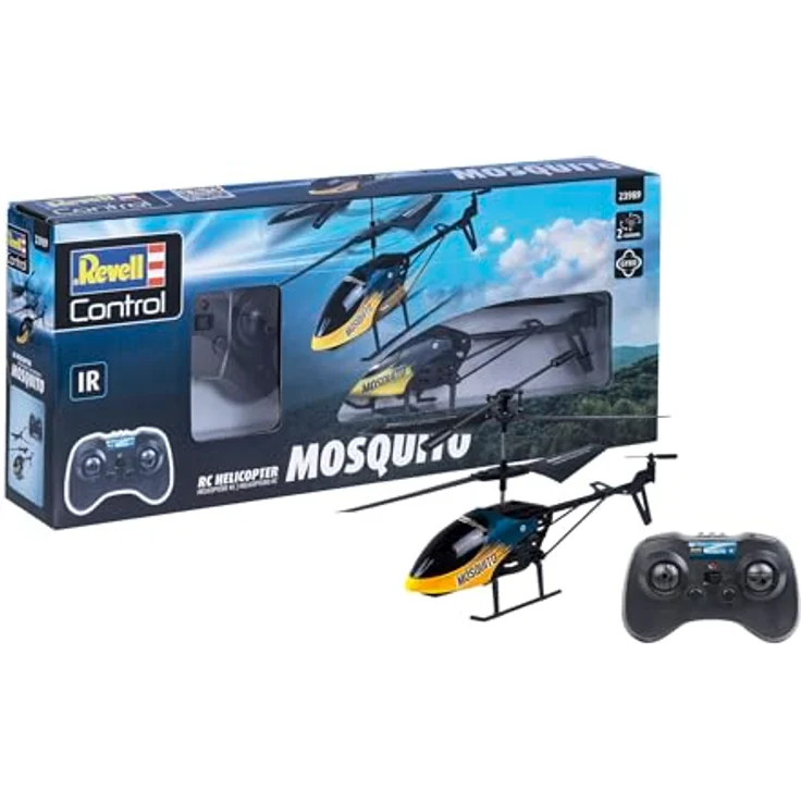 Revell Control RC Helicopter Mosquito, 2-Kanal IR-Fernsteuerung, Gyro-Stabilisierung, LED Frontbeleuchtung, Ersatzrotoren Inklusive, LiPo Akku und Ladegerät, Länge 21 cm, Ab 8 Jahren – Bild 1