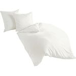 Bierbaum hochwertige Uni Fein Biber Bettwäsche 2 tlg. 135x200cm einfarbig Weiß 100% Baumwolle