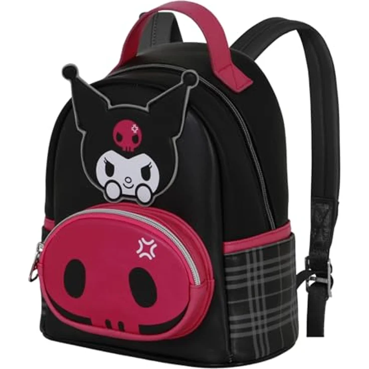 Hello Kitty Kuromi Skull, kleiner Rucksack mit Reißverschluss und 5 L Kapazität, Schwarz, 22 x 25 cm – Bild 1