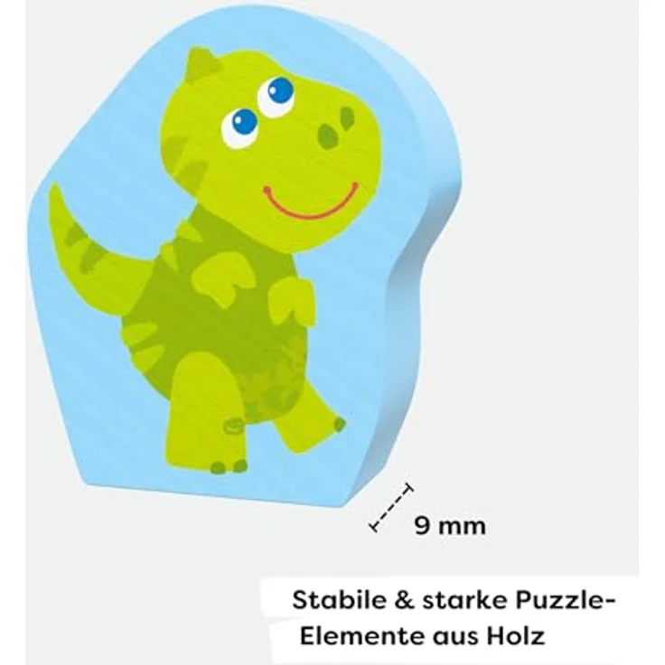HABA 4 Erste Puzzles – Dinosaurier-Puzzle mit 4 Motiven und Holzfigur, fördert Kreativität & Motorik, für Kinder ab 2 Jahren – Bild 2