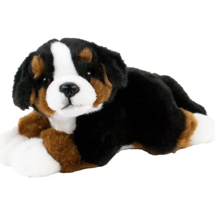 Teddys Rothenburg Berner Sennenhund 25 cm liegend Plüschhund Stoffhund, kuschelweicher Plüsch, schwarz/weiß/braun