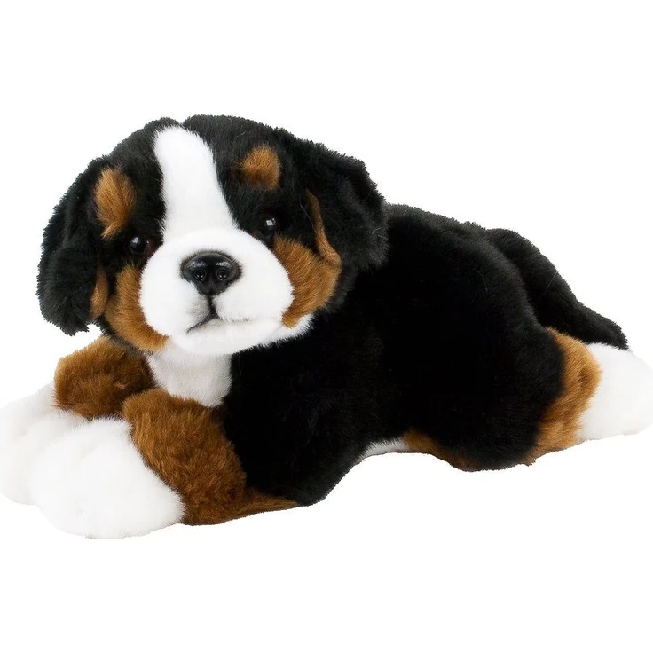 Teddys Rothenburg Berner Sennenhund 25 cm liegend Plüschhund Stoffhund, kuschelweicher Plüsch, schwarz/weiß/braun