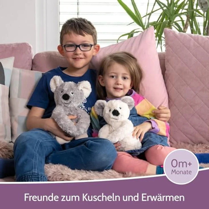 Habibi Premium Wärmekissen/Stofftier 1960 Hugys Koala Papa (grau) + Kind (creme), Kuschelfreunde 2er Set mit herausnehmbarer Hirsefüllung – Bild 5
