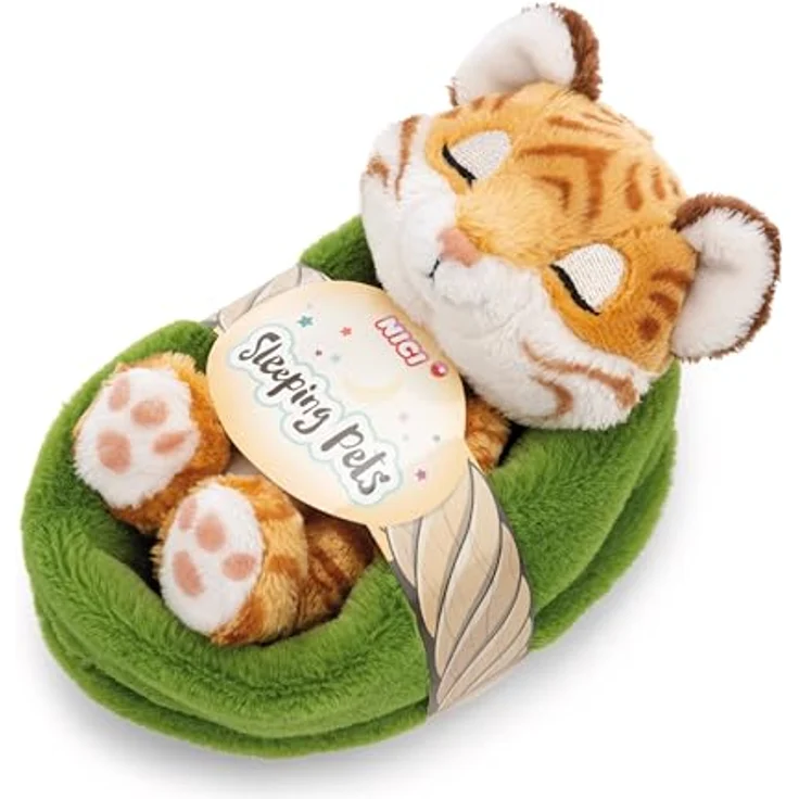 NICI Kuscheltier Tiger 12cm schlafend im Körbchen, braun, aus weichem Plüsch, ideales Plüschtier zum Kuscheln und Spielen, für Kinder & Erwachsene, Geschenkidee - 62872 – Bild 2