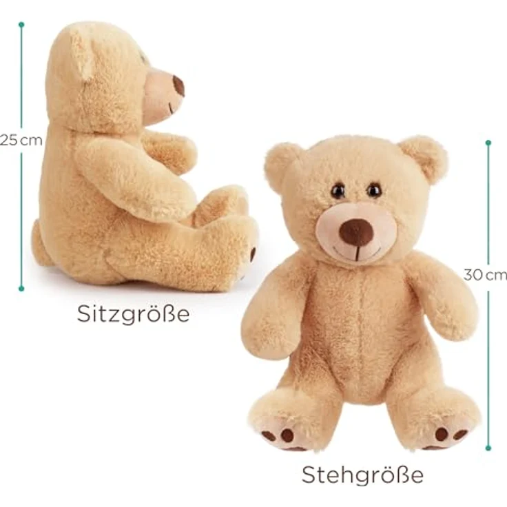 LotFancy Teddybär Plüschtier, 25 cm Klein Braunbär, weiches Kuscheltier aus Plüsch, ideales Geschenk für Kinder und Freundinnen, Geburtstag und Valentinstag, hellbraun – Bild 2