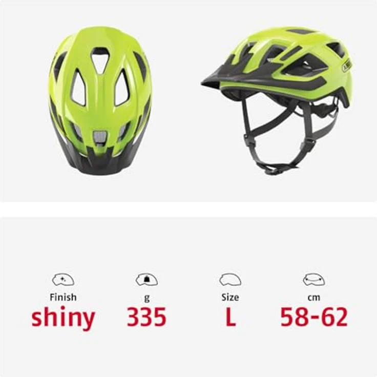 ABUS HELM Aduro 3.0, Kinderfahrradhelm mit LED-Signal in Gelb, Größe L (58-62 cm) – Bild 5