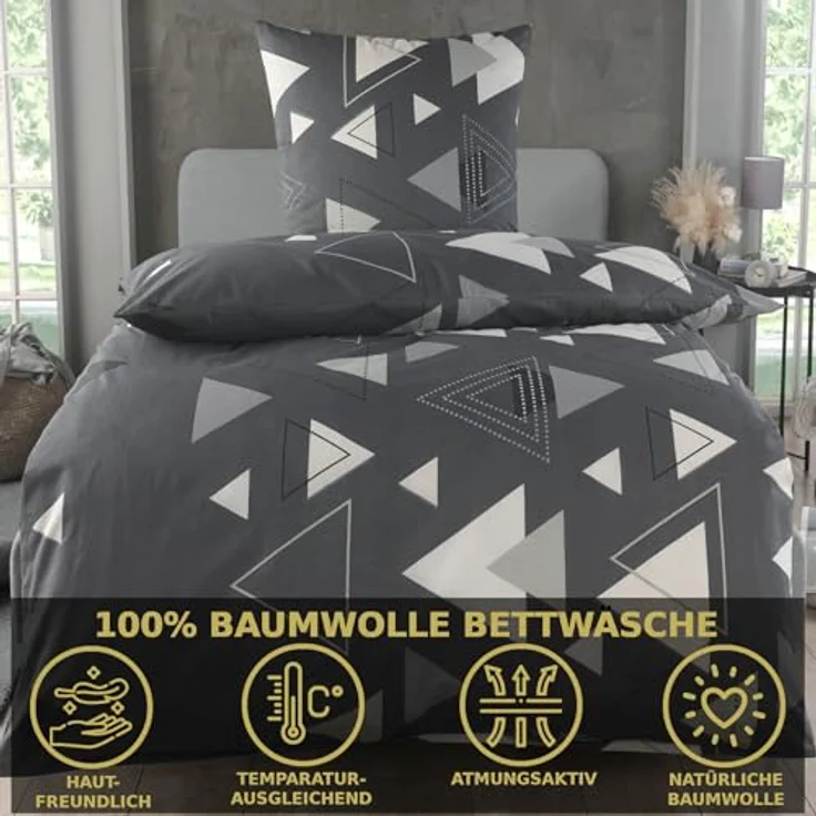 MALIKA Renforcé Bettwäsche Set 135x200 cm, Baumwolle, Oeko-TEX, mit Reißverschluss, rot, für Allergiker geeignet – Bild 2