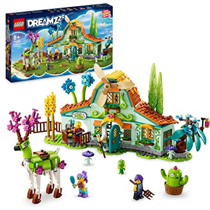 LEGO 71459 DREAMZzz Stall der Traumwesen, Fantasy-Bauernhof-Spielzeug mit Hirschfigur, die auf 2 Arten gebaut Werden kann und 4 TV-Show-Minifiguren, Set mit Fabelwesen für Kinder, Mädchen und Jungen