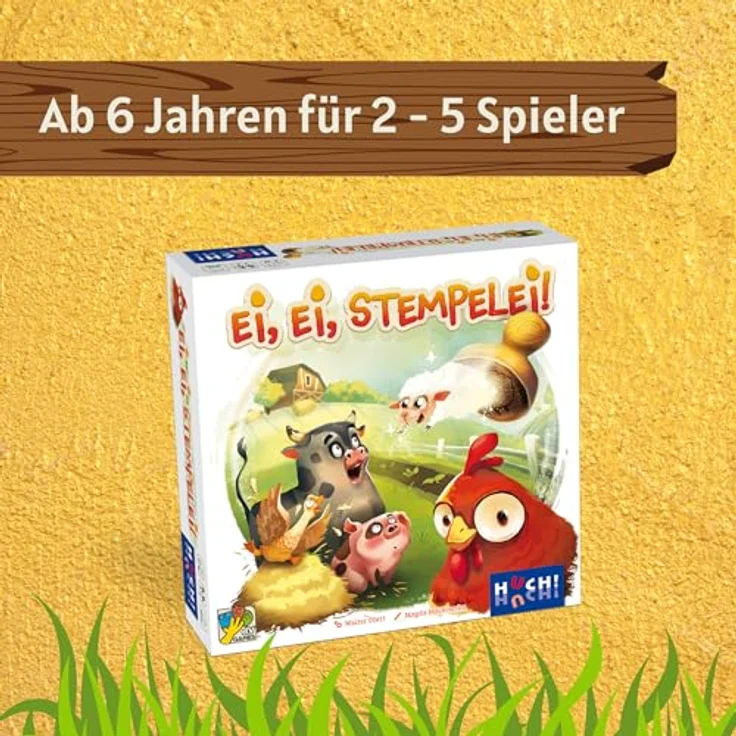 Huch Ei, Ei Stempelei!, Würfel- und Stempelspiel mit sechs farbigen Stempeln für 2-4 Spieler, Deutsch – Bild 2