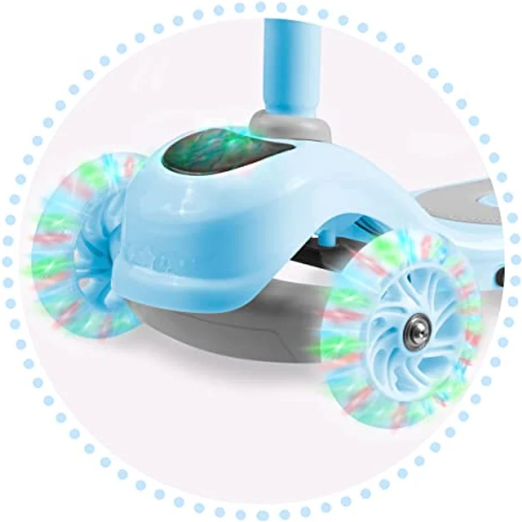 Ricokids LOCO LED Scooter, Kinderroller mit 3 Rädern, klappbar, rutschfester Deck, hellblau – Bild 3