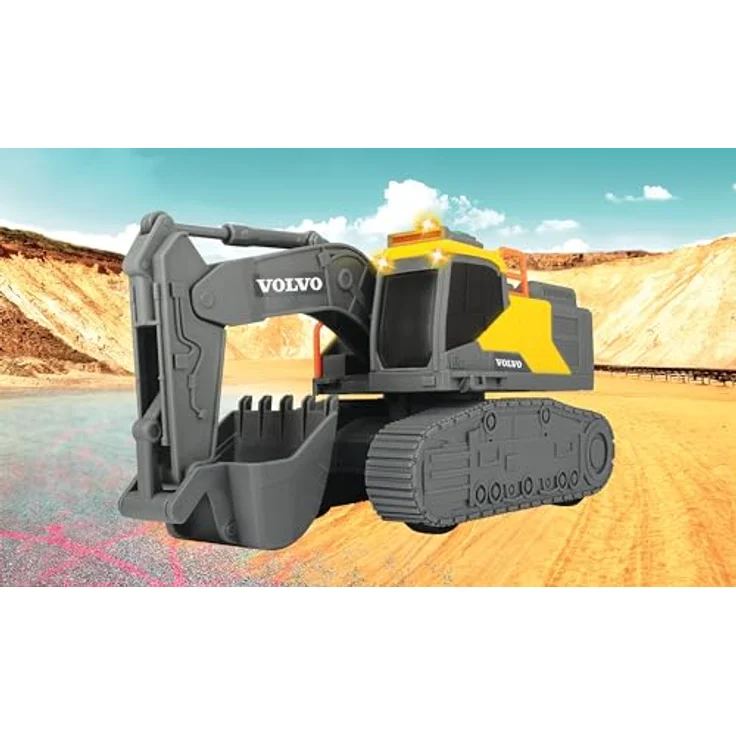 Dickie Toys Volvo Tracked Excavator – 23 cm großer Kettenbagger mit Licht und Sound, Freilauf, offizielle Volvo-Lizenz – Bild 2