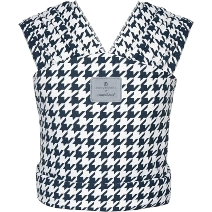 manduca Sling > Elastisches Babytragetuch mit GOTS Zertifikat < für Neugeborene ab Geburt (bellybutton® by manduca®, Pepita Navy) - Preisvergleich – Bild 4