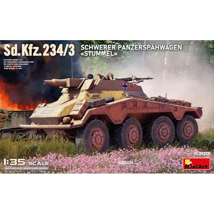 Mini Art 1:35 Sd.Kfz.234/3 Schw. Panzer Stummel, detailliertes Modellfahrzeug mit Photoätzteilen und Decals für vier Varianten – Bild 2