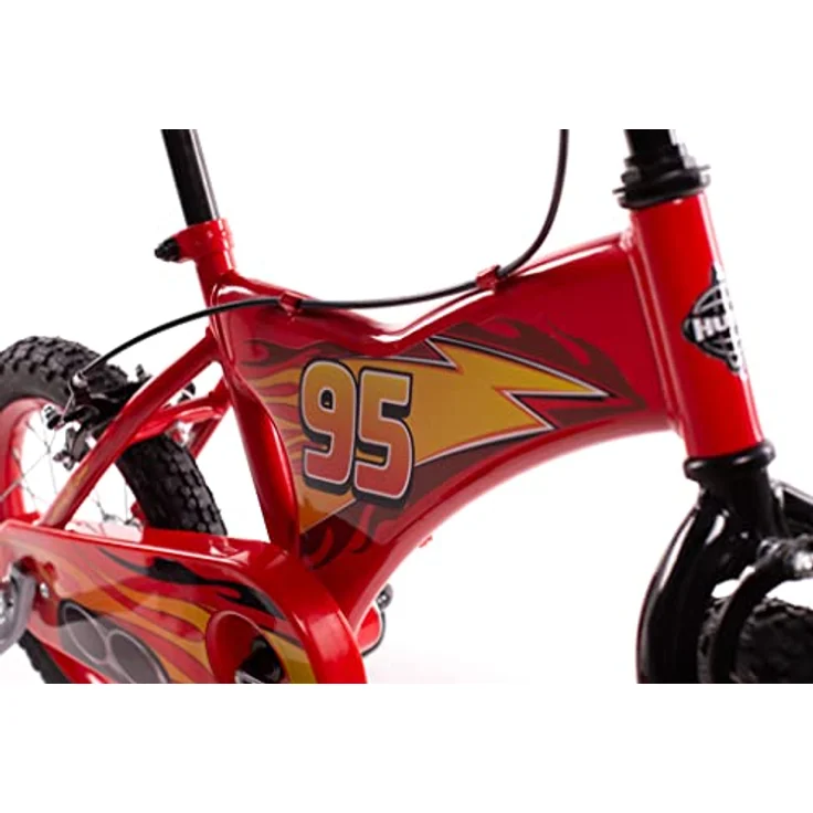 Huffy Kinder 14 Zoll Disney Cars Luxury Fahrrad, rot, mit Hi-Ten-Rahmen und abnehmbaren Seitenrädern – Bild 4