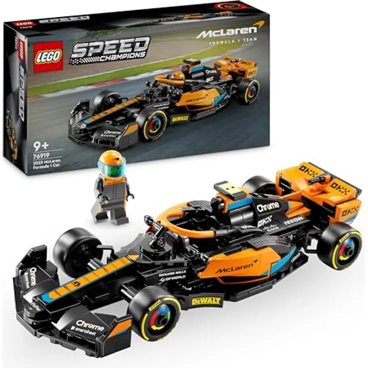 LEGO Speed Champions McLaren Formel 1 Rennwagen 2023, Spielzeug für Kinder ab 9 Jahren, baubares Fahrzeugmodell, Schwarz/Orange