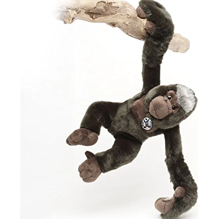 Kuscheltiere.biz Gorilla Kuscheltier AFFE Menschenaffe Hangelaffe Acrobats Plüschtier KABARA - Naturrealistisch, SEMO Acrobats Serie, waschbar, hochwertig in Grau – Bild 2