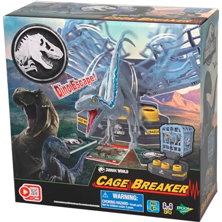 EPOCH Games Jurassic World Cage Breaker, Familienspiel für Dino-Abenteuer, geeignet für Kinder ab 4 Jahren